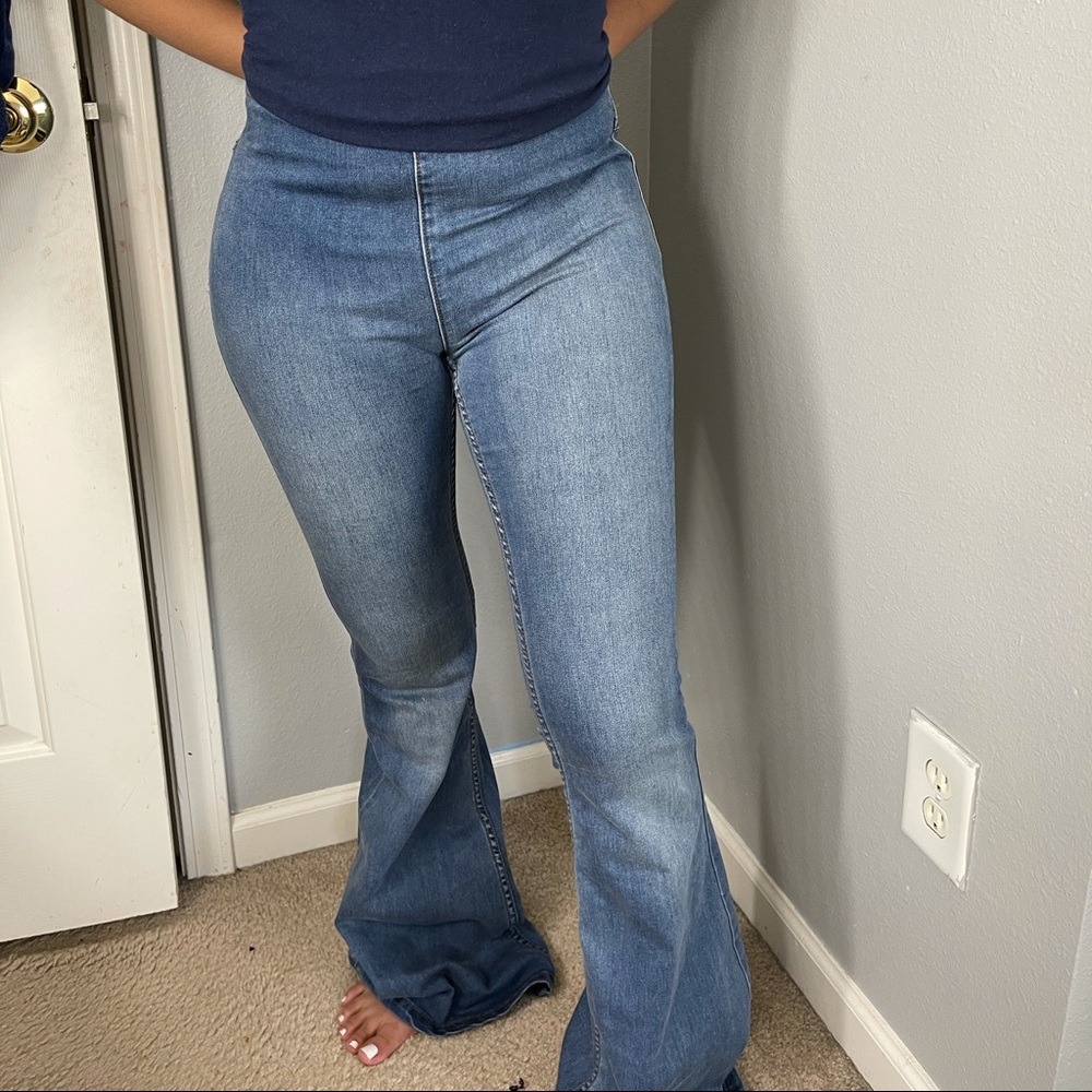 Free people flare / bell bottom jeans light wash